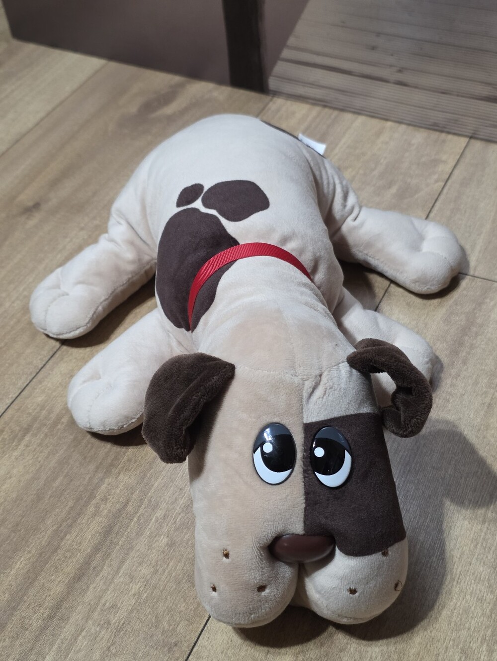Hasbro Pound Puppies Medium Plush 17" White Brown Spots Red Collar 2019